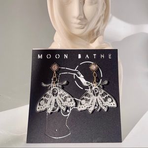 Moon moth earrings - laser etched acrylic